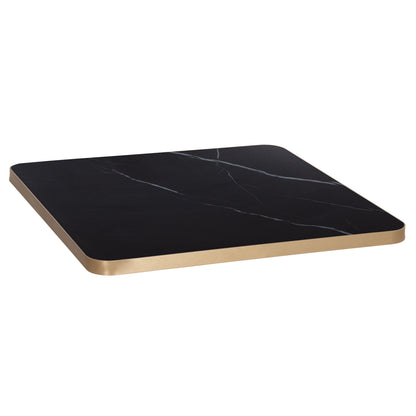 Sintered Stone Square Tabletop Hm6655.03 Black Marble--black "ring" Frame 80x80cm.