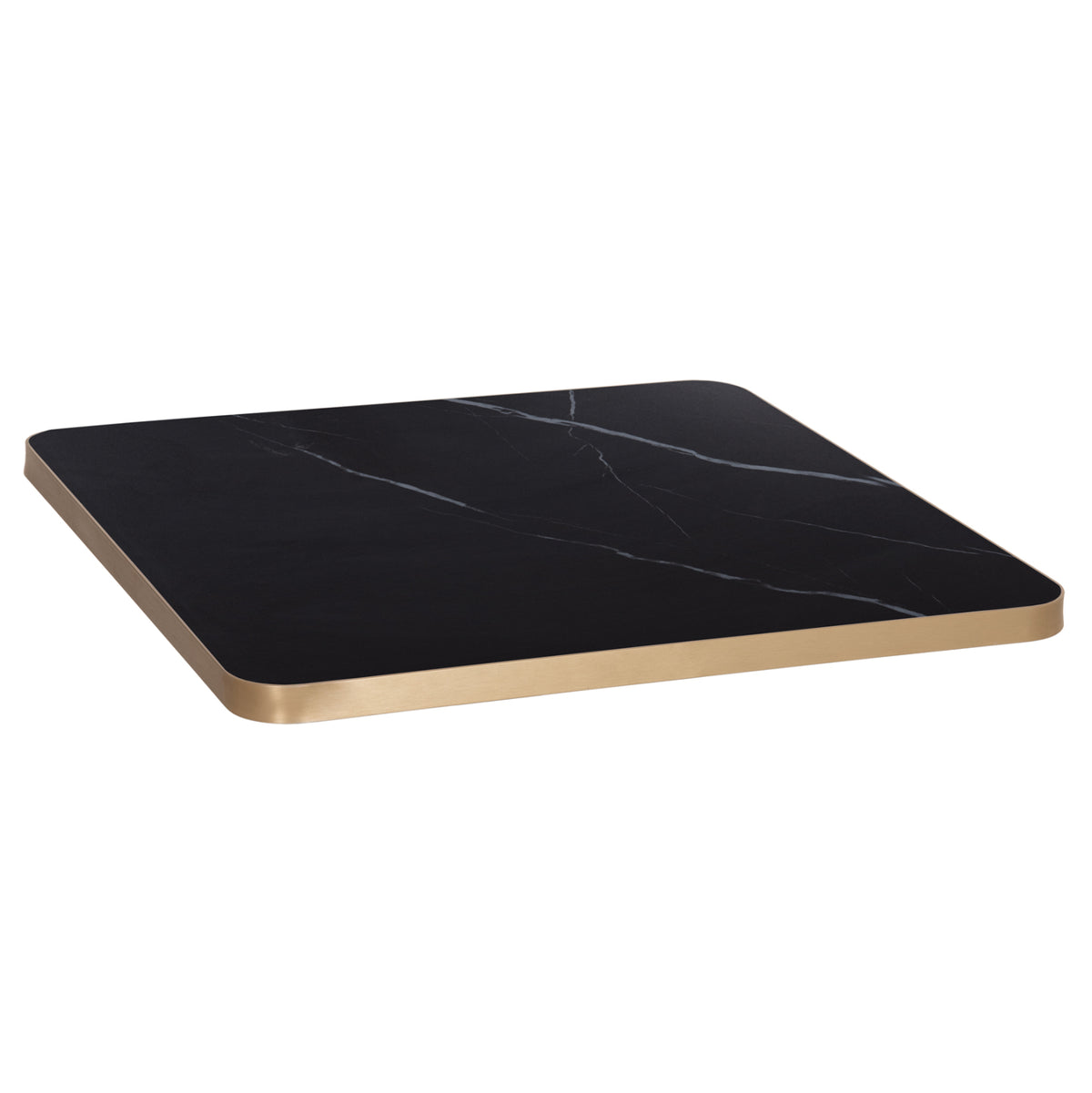 Sintered Stone Square Tabletop Hm6654.13 Black Marble--gold Alu "ring" Frame 70x70cm.