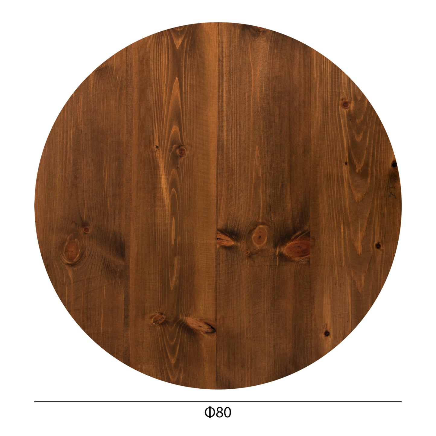 Round Tabletop Hm6154 Solid Fir Wood In Walnut Varnish Φ80x4(thickness)cm.