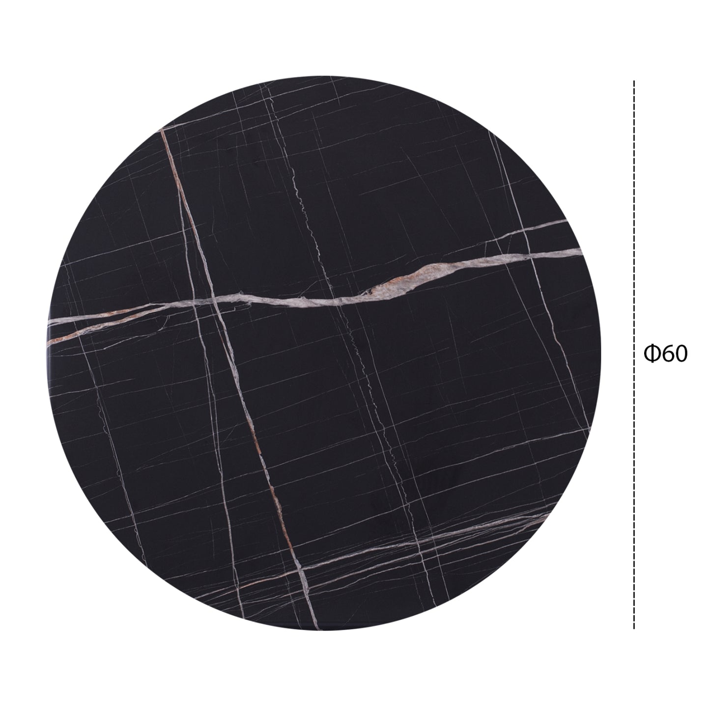 Tabletop Round Made Of Werzalit Black Marble-look 741 Hm5227.13 Φ60cm