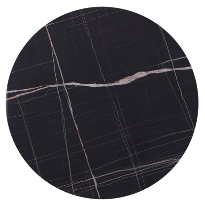 Tabletop Round Made Of Werzalit Black Marble-look 741 Hm5227.13 Φ60cm