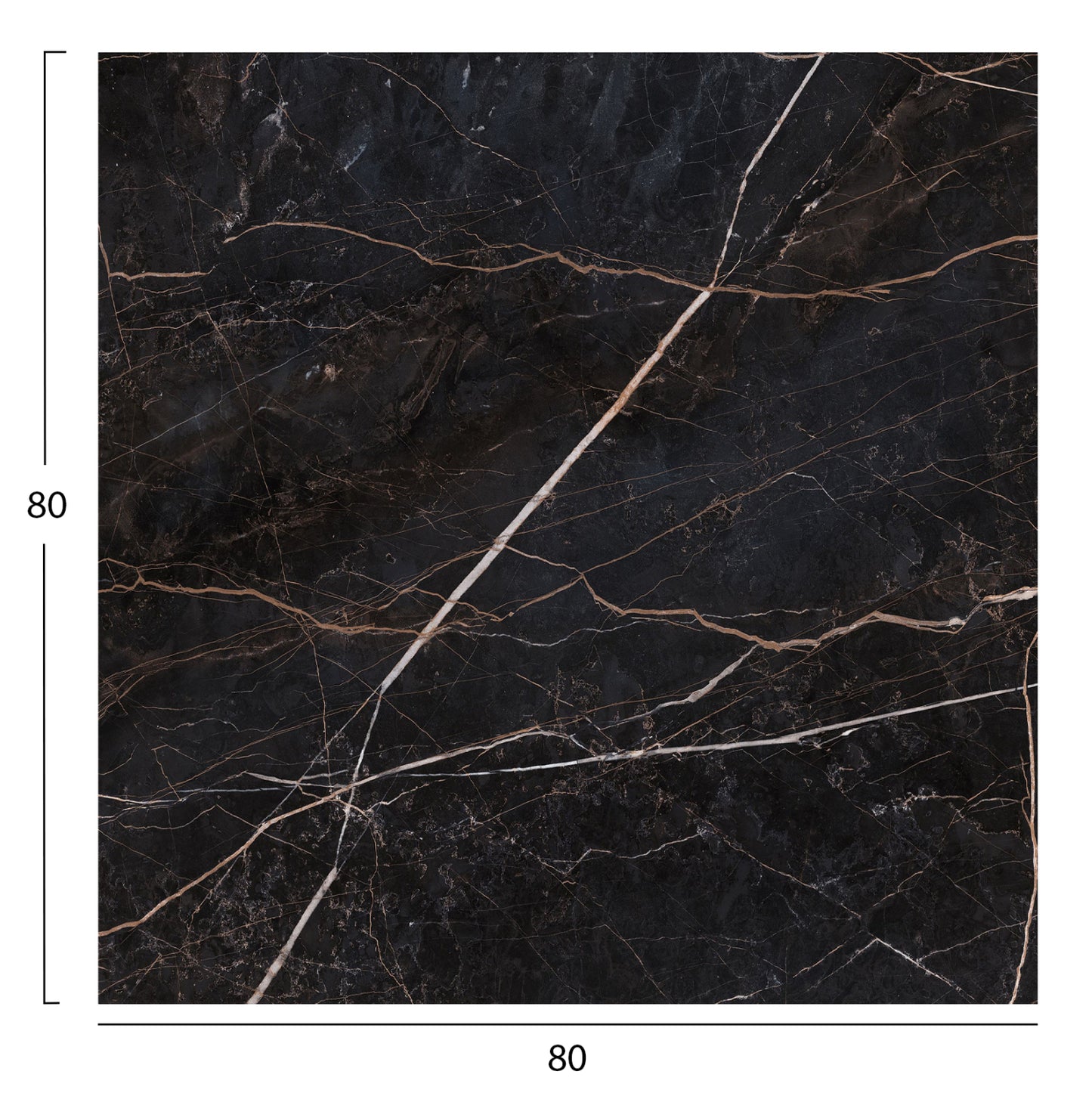 Square Hpl Tabletop Hm5839.34 Black Marble 80x80cm.