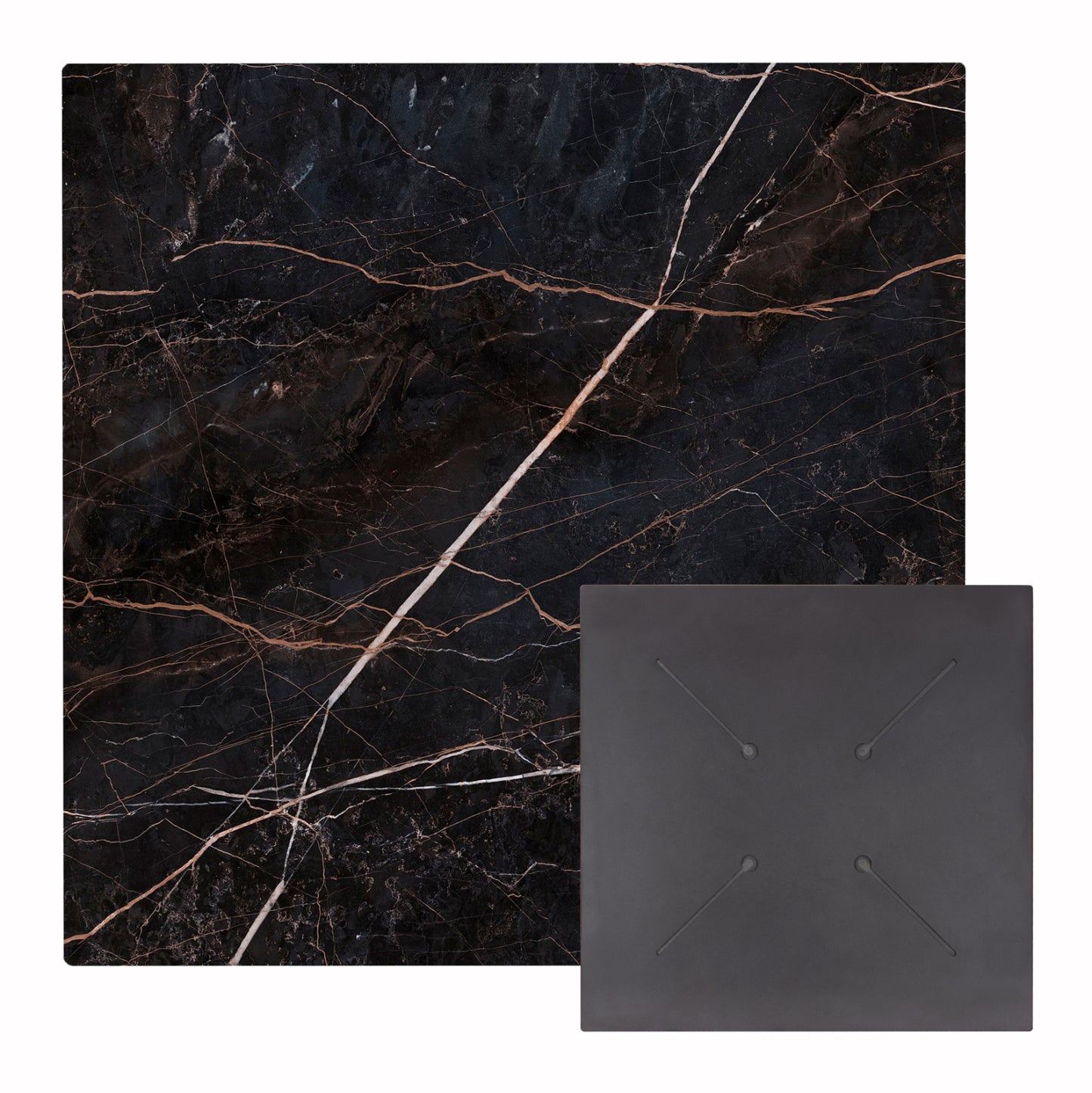 Square Hpl Tabletop Hm5839.34 Black Marble 80x80cm.