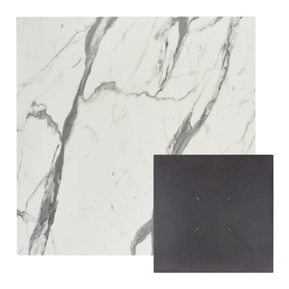 Square Hpl Tabletop Hm5839.31 White Marble 80x80cm.