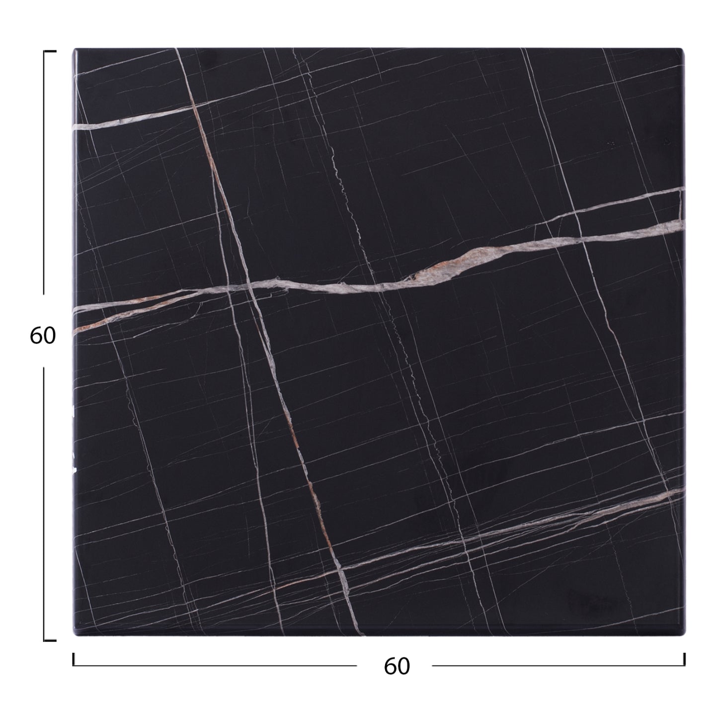 Tabletop Made Of Werzalit Square Black Marble-look  741 Fb95229.13 60x60cm
