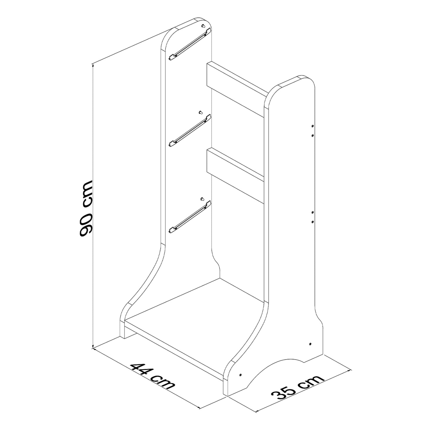 Storage Furniture Fred Hm18207.01 White Melamine 44x35x90hcm.