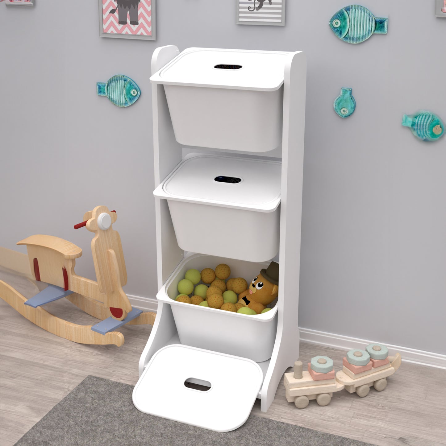 Storage Furniture Fred Hm18208.01 White Melamine 44x35x107hcm.