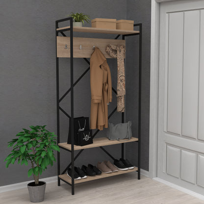 Entrance Furniture Navis Hm18188 Melamine In Sonama-black Metal Frame 90x34x180hcm.
