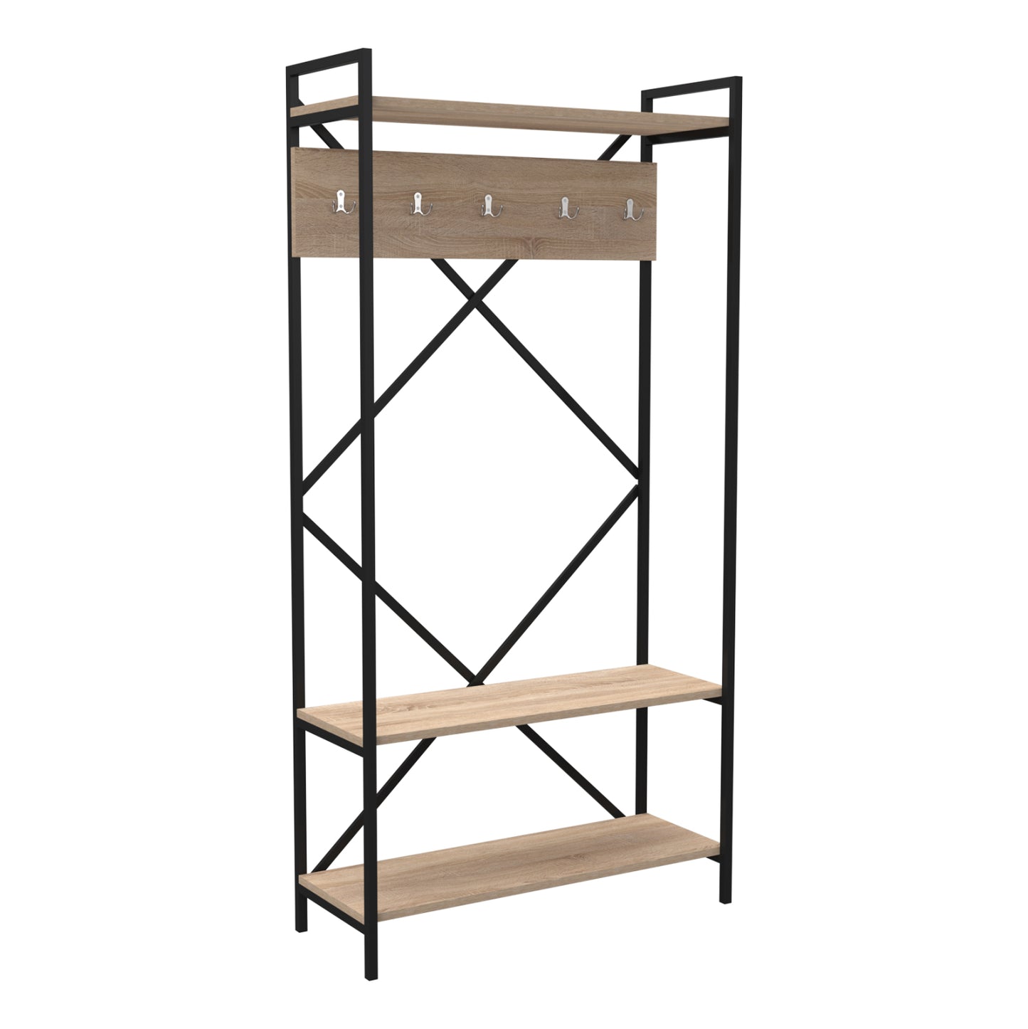 Entrance Furniture Navis Hm18188 Melamine In Sonama-black Metal Frame 90x34x180hcm.