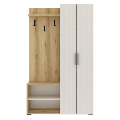 Entrance Furniture Bow Hm18192 Melamine In Natural And Ecru 110x37x184hcm.