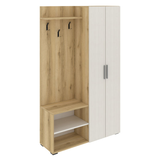 Entrance Furniture Bow Hm18192 Melamine In Natural And Ecru 110x37x184hcm.