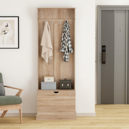 Entryway Furniture Kaylor Hm2474.01 With Hooks&storage Space-mdf In Sonama 65x34x180hcm.