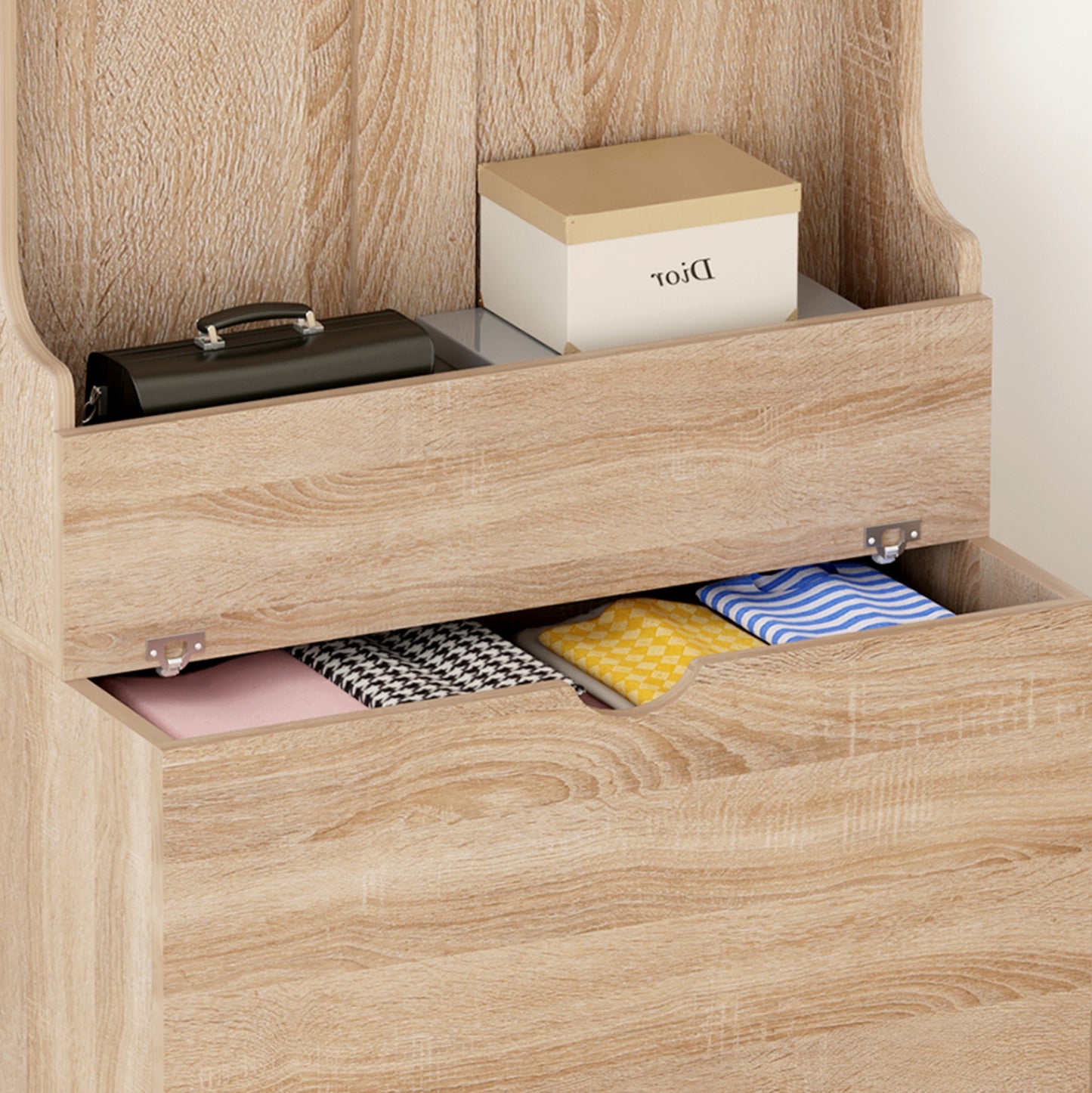 Entryway Furniture Kaylor Hm2474.01 With Hooks&storage Space-mdf In Sonama 65x34x180hcm.