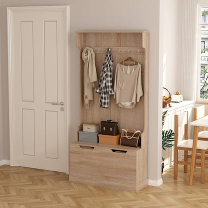 Entryway Furniture Kaylor Hm2475.01 With Hooks&storage Space-mdf In Sonama 93x34x180hcm.