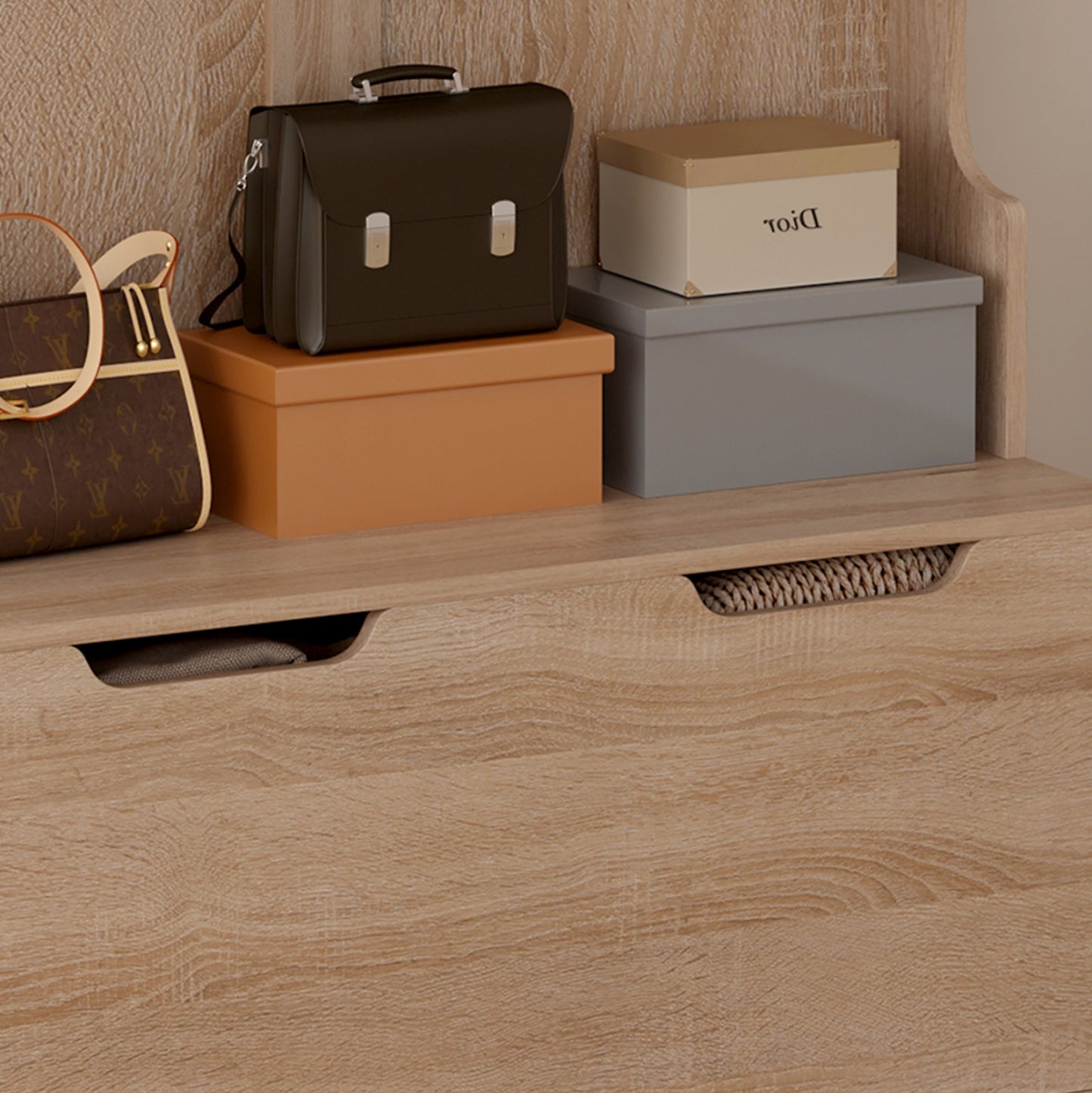 Entryway Furniture Kaylor Hm2475.01 With Hooks&storage Space-mdf In Sonama 93x34x180hcm.