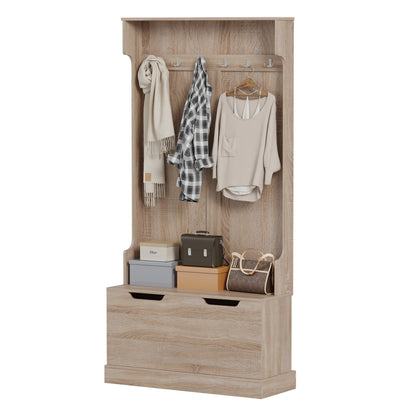 Entryway Furniture Kaylor Hm2475.01 With Hooks&storage Space-mdf In Sonama 93x34x180hcm.