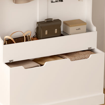 Entryway Furniture Kaylor Hm2475.03 With Hooks&storage Space-mdf In White 93x34x180hcm.