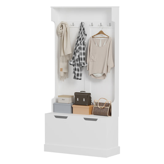 Entryway Furniture Kaylor Hm2475.03 With Hooks&storage Space-mdf In White 93x34x180hcm.