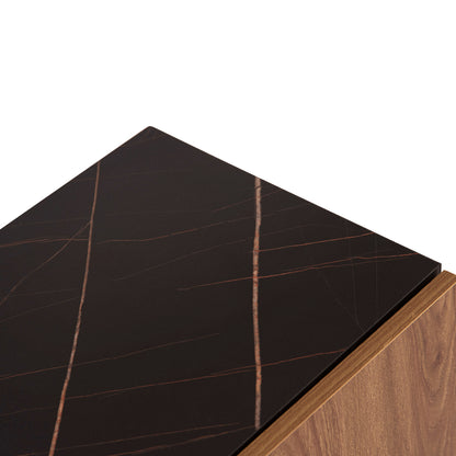 Entryway Furniture Set Delphine Hm8876.12 Melamine In Black Marble-natural Wood 80x31.5x52hcm.