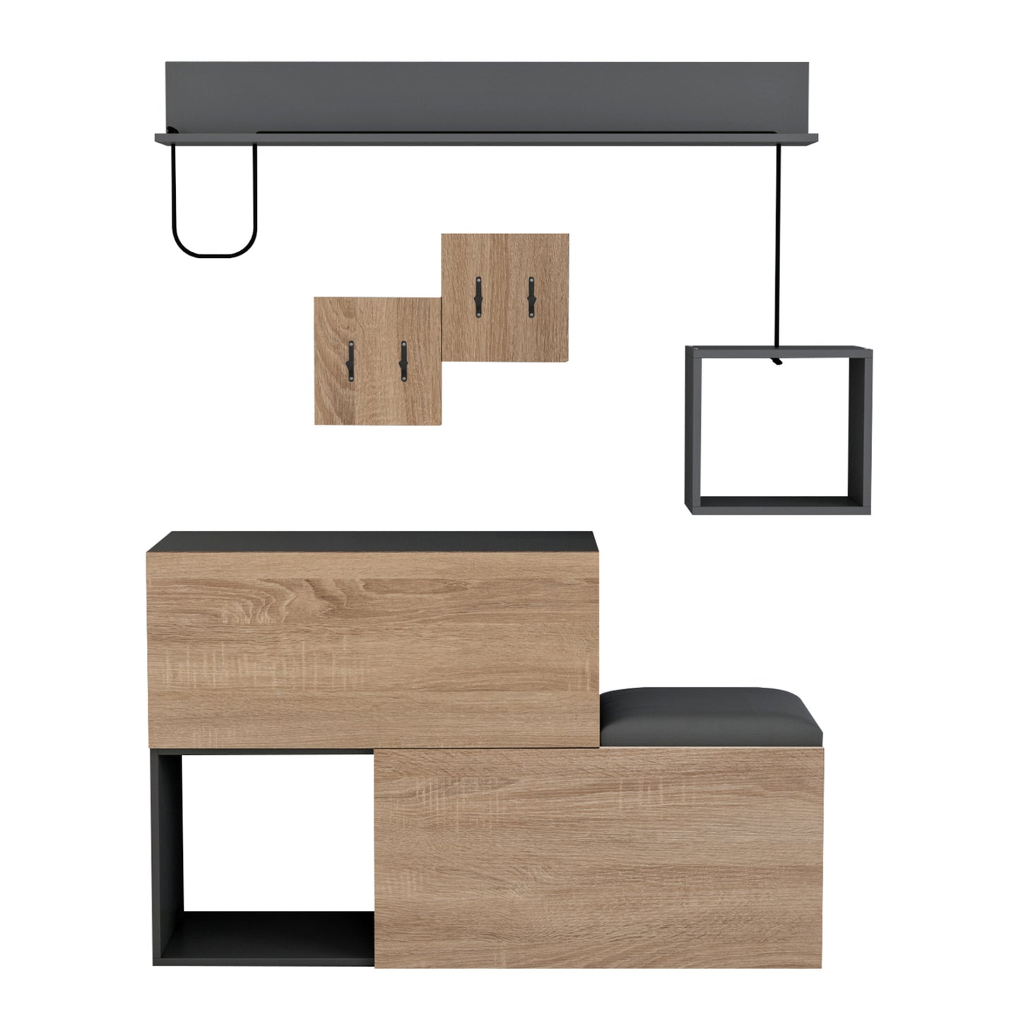 Entryway Furniture Set Cerb Hm8957.11 Melamine In Sonama-grey 120x20x72hcm.