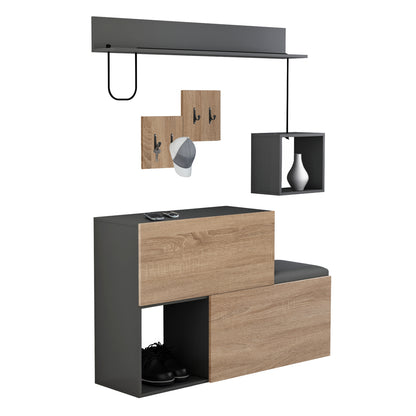 Entryway Furniture Set Cerb Hm8957.11 Melamine In Sonama-grey 120x20x72hcm.