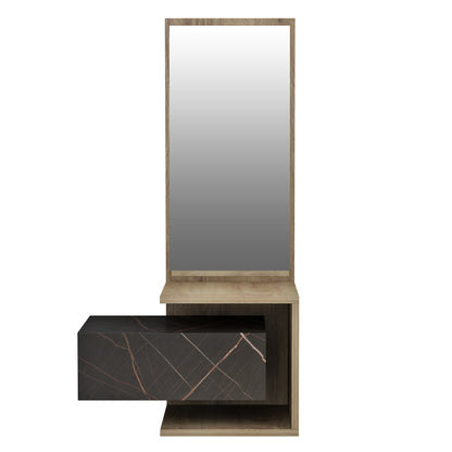 Entryway Furniture (wall) With Mirror Meara Hm8984.13 Melamine In Natural-black Marble 49,1x31,3x90hcm.
