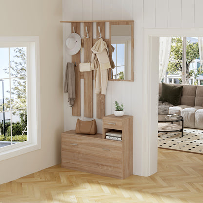 Entryway Set With Mirror Gorn Hm2473.01 Melamine In Sonama 90x24x190hcm.