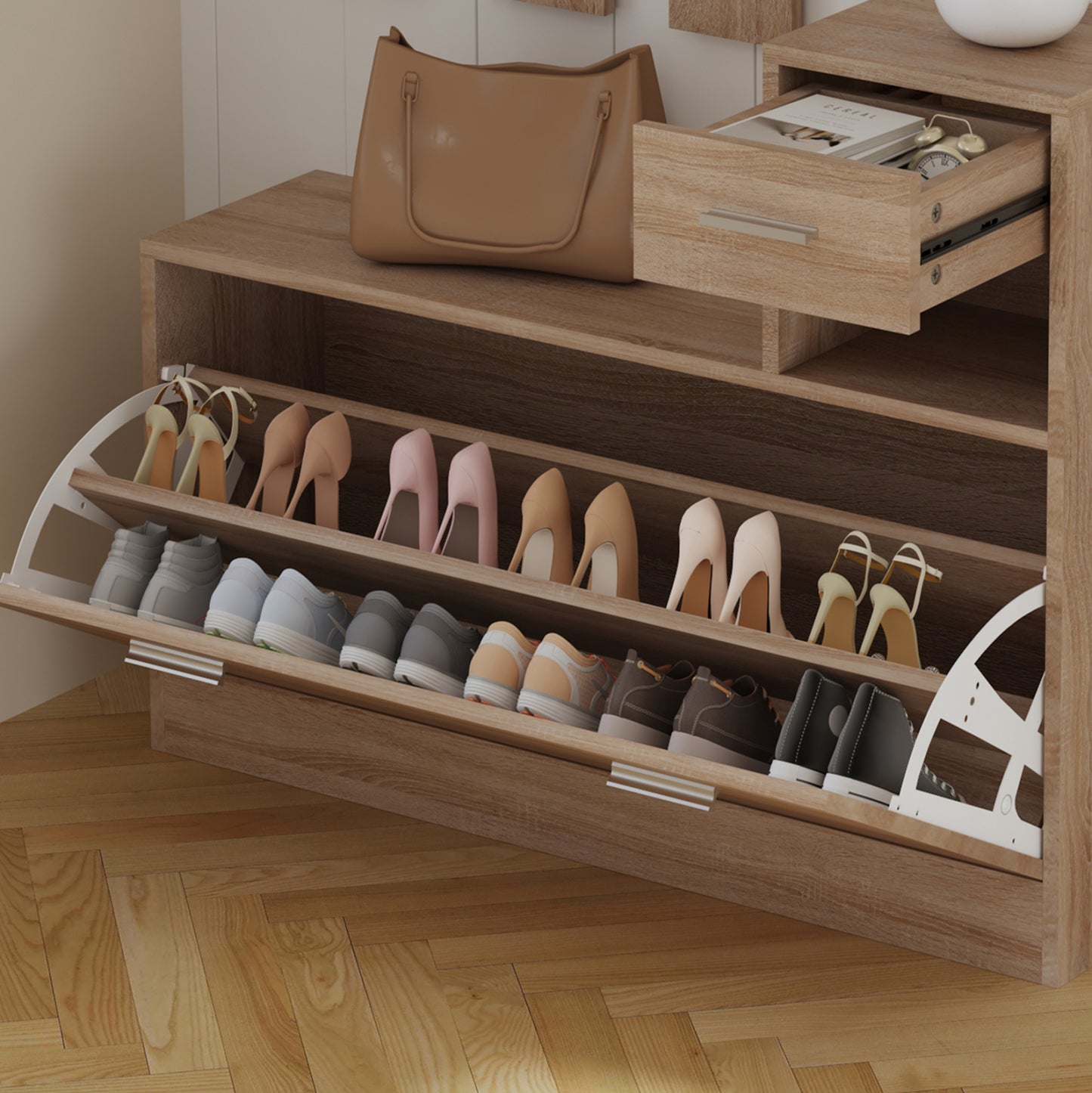 Entryway Set With Mirror Gorn Hm2473.01 Melamine In Sonama 90x24x190hcm.
