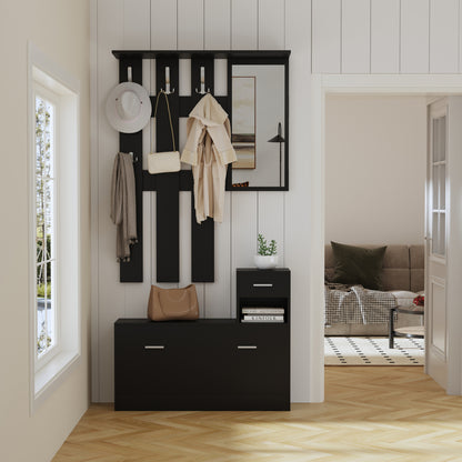Entryway Set With Mirror Gorn Hm2473.02 Melamine In Wenge 90x24x190hcm.