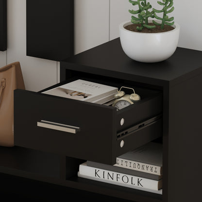 Entryway Set With Mirror Gorn Hm2473.02 Melamine In Wenge 90x24x190hcm.