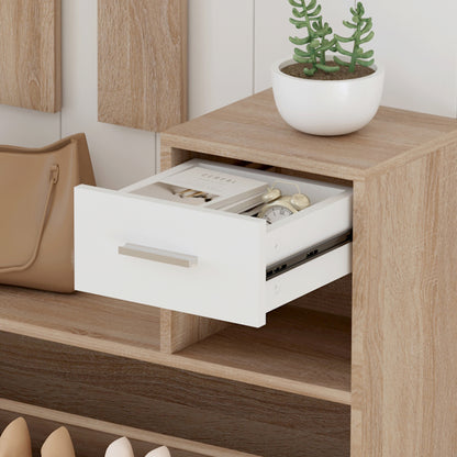 Entryway Set With Mirror Gorn Hm2473.04 Melamine In Sonama-white 90x24x190hcm.