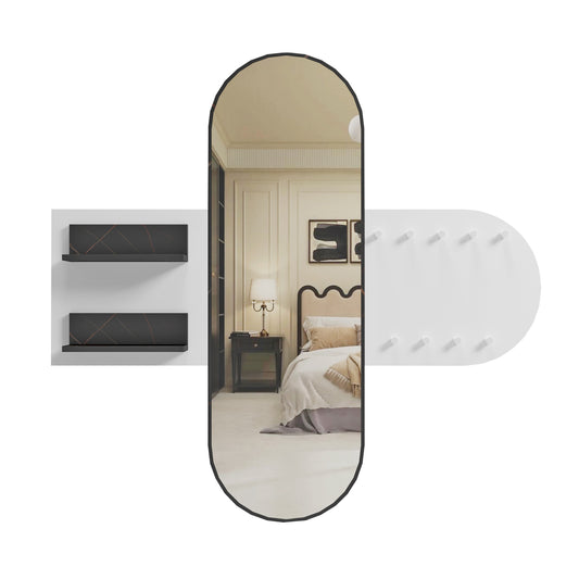 Entrance Furniture With Mirror Cheryl ΗΜ9049.11 Melamine White-black Marble 125x40x120hcm.
