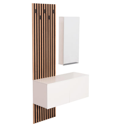 Entryway Furniture Set With Mirror Myles Hm18080.01 Melamine In Sonama-white 100x37x200hcm.