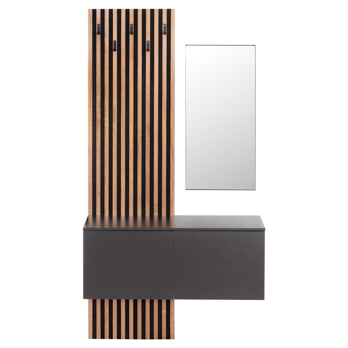 Entryway Furniture Set With Mirror Myles Hm18080.02 Melamine In Sonama-grey 100x37x200hcm.