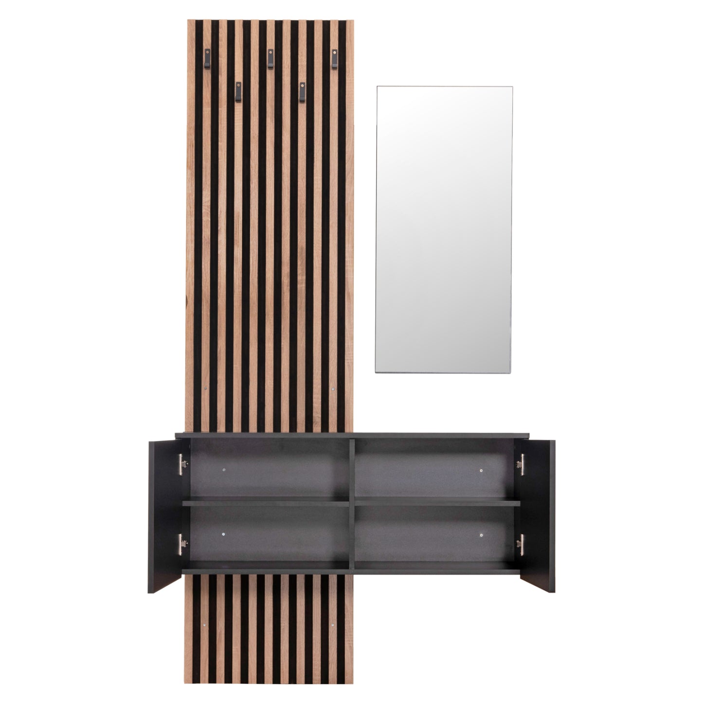 Entryway Furniture Set With Mirror Myles Hm18080.02 Melamine In Sonama-grey 100x37x200hcm.