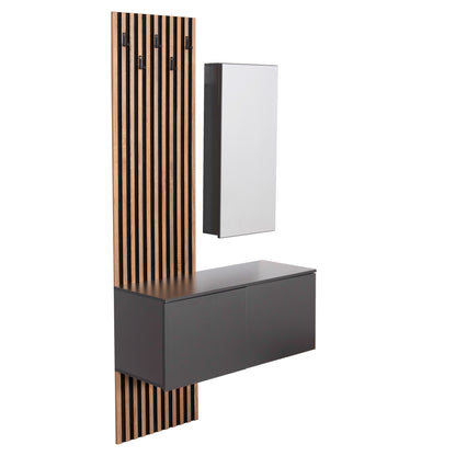 Entryway Furniture Set With Mirror Myles Hm18080.02 Melamine In Sonama-grey 100x37x200hcm.