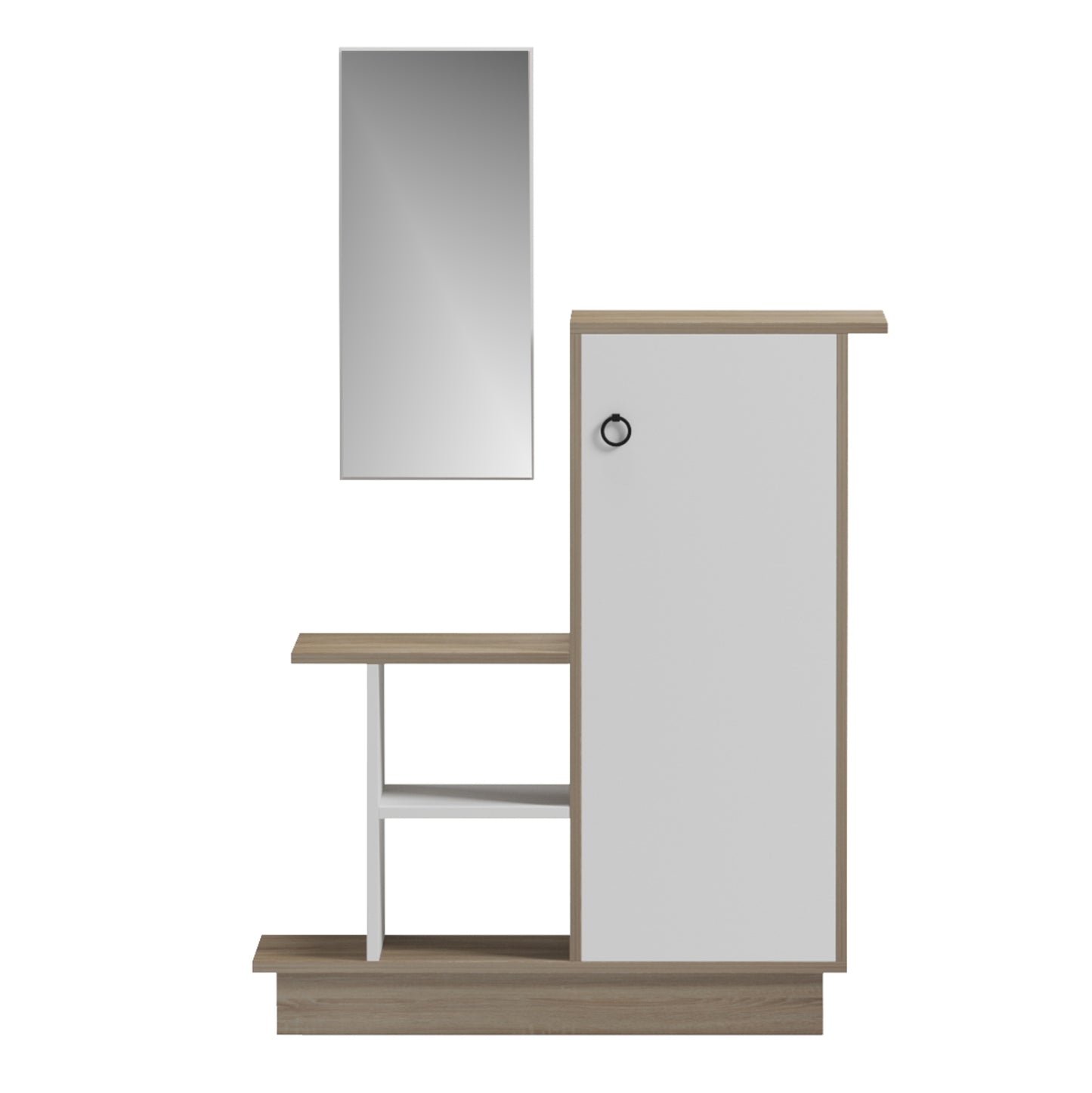 Entrance Furniture With Wall Mirror Song Hm18379.11 Melamine In Sonama/white 80x30x90hcm