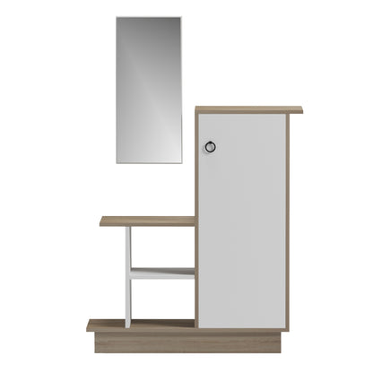 Entrance Furniture With Wall Mirror Song Hm18379.11 Melamine In Sonama/white 80x30x90hcm