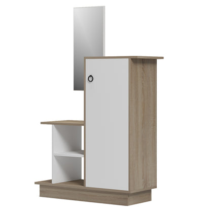Entrance Furniture With Wall Mirror Song Hm18379.11 Melamine In Sonama/white 80x30x90hcm
