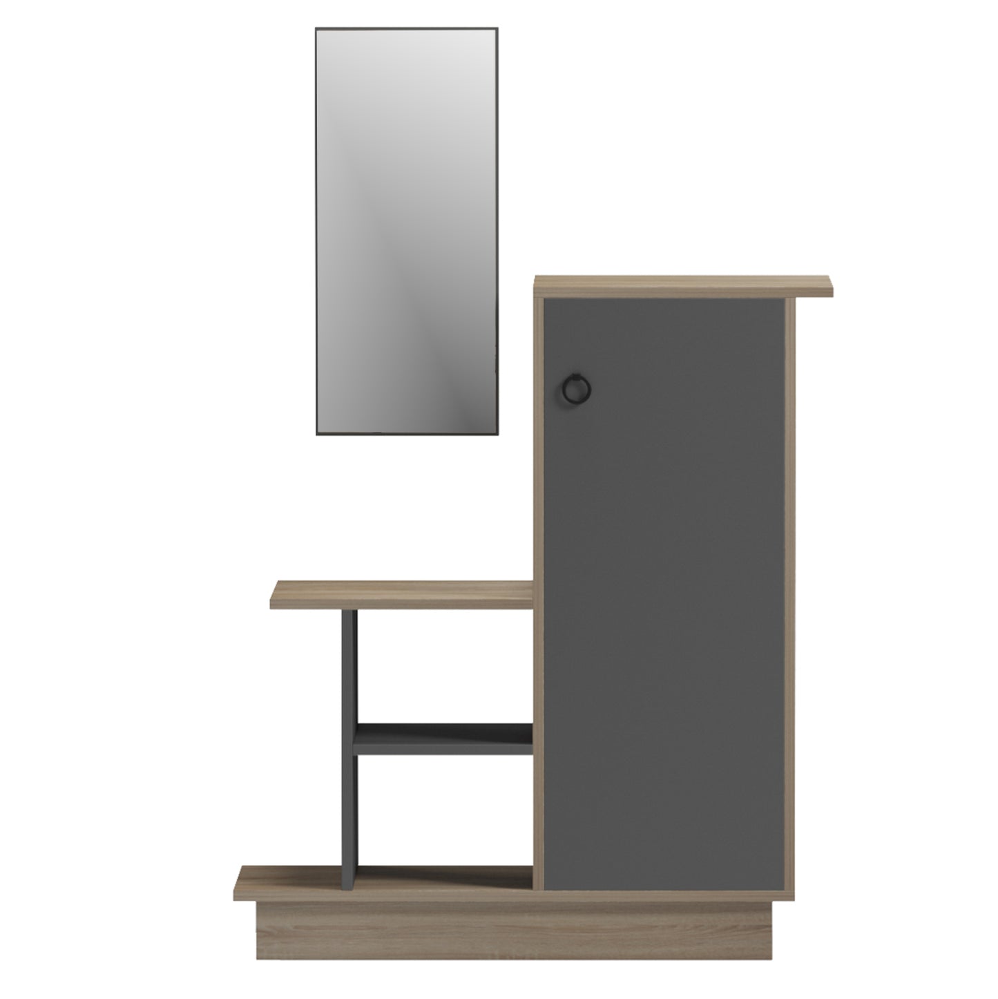 Entrance Furniture With Wall Mirror Song Hm18379.13 Melamine In Sonama/grey 80x30x90hcm
