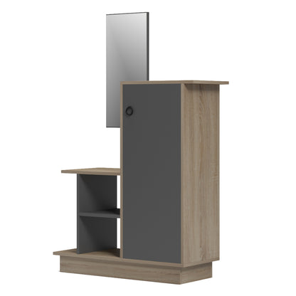 Entrance Furniture With Wall Mirror Song Hm18379.13 Melamine In Sonama/grey 80x30x90hcm
