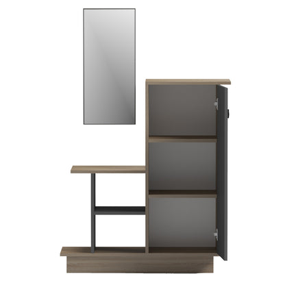 Entrance Furniture With Wall Mirror Song Hm18379.13 Melamine In Sonama/grey 80x30x90hcm