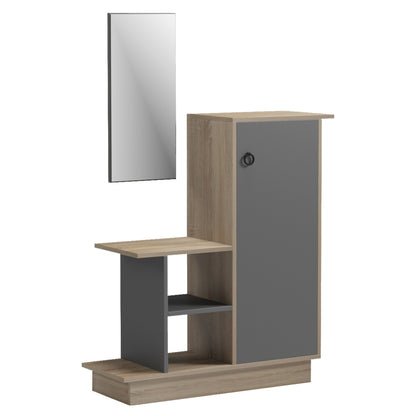 Entrance Furniture With Wall Mirror Song Hm18379.13 Melamine In Sonama/grey 80x30x90hcm