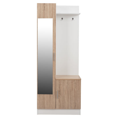 Entryway Furniture With Mirror Janice Hm2264 Sonama White 70,3x37,1x181,8 Cm.
