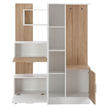 Entrance Furniture With Shelves And Mirror Hm2265 White-sonama 125,5x37,5x166,5cm