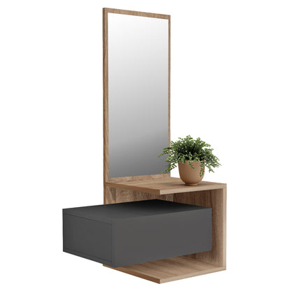 Entryway Furniture (wall Hanging) With Mirror Meara Hm8984.11 Melamine In Sonama-grey 49,1x31,3x90hcm.