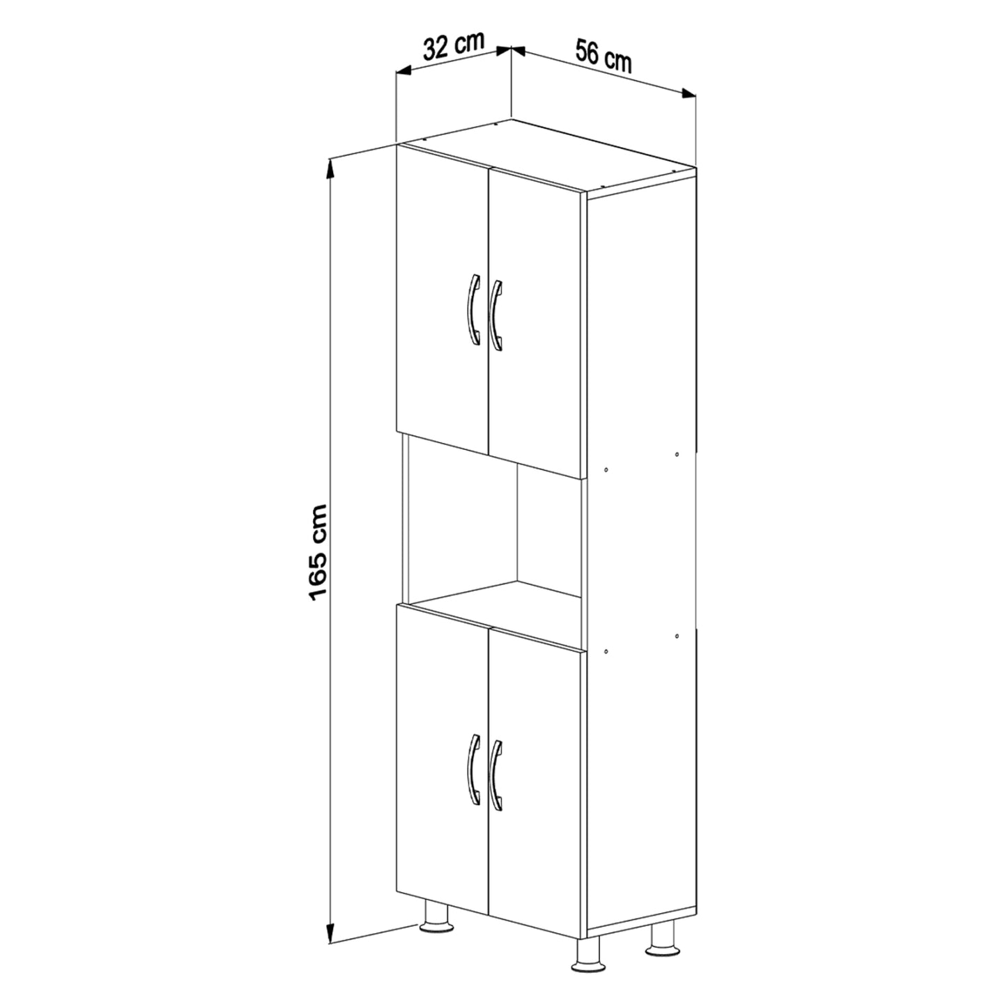 Kitchen Furniture/cabinet Rad Hm18196.03 Melamine In Sonama-white 56x32x165hcm.