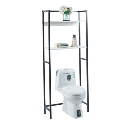 Bathroom Rack Hygi Hm18072.02 Metal Frame In Black-mdf Shelves In White 64x25x156hcm.