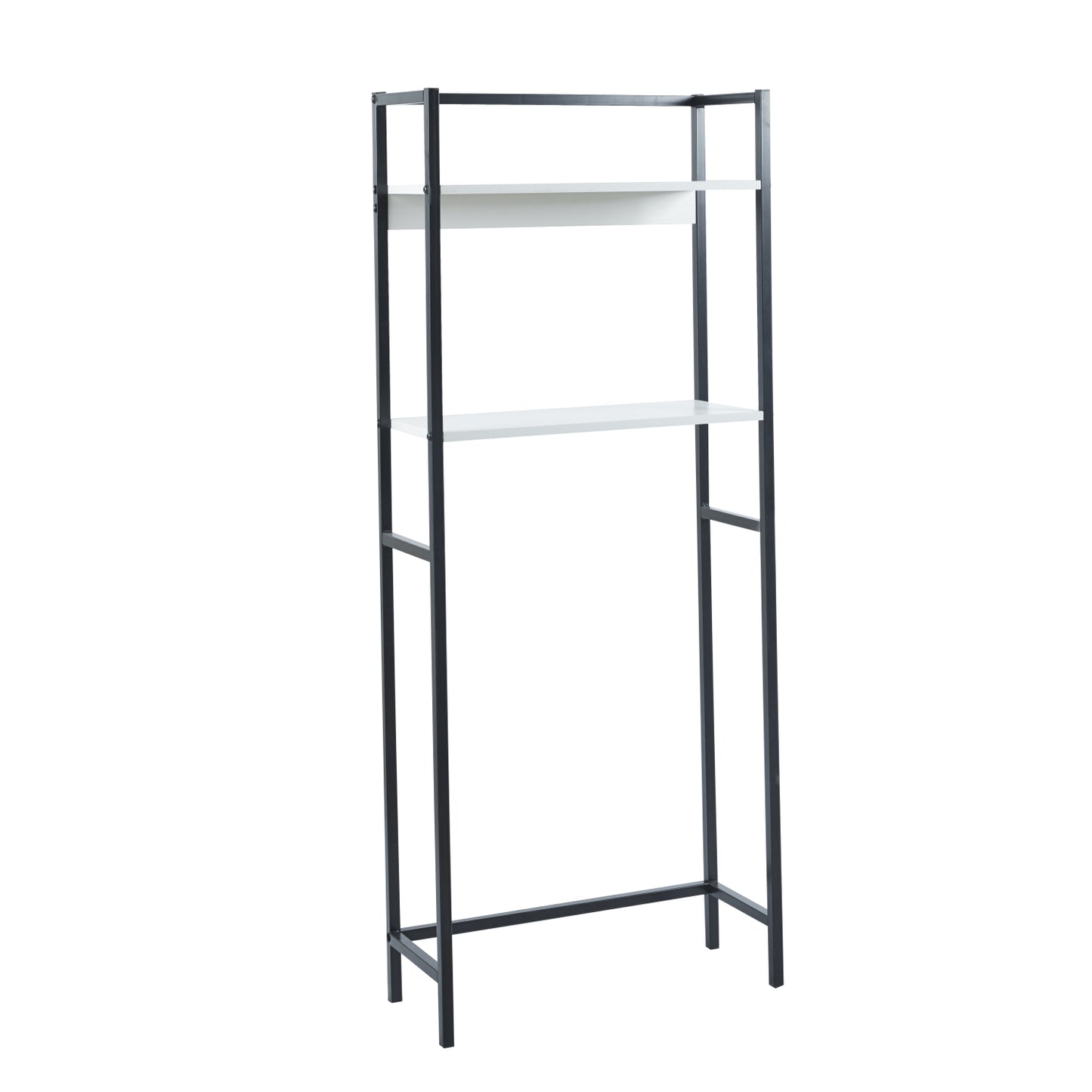 Bathroom Rack Hygi Hm18072.02 Metal Frame In Black-mdf Shelves In White 64x25x156hcm.