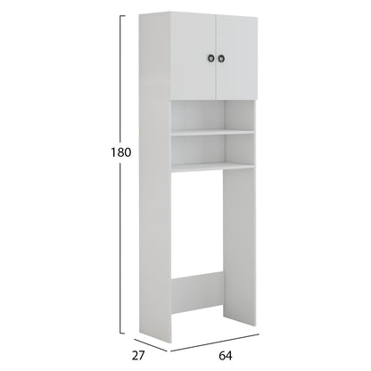 Washing Machine Furniture Terry With Cabinet And Shelves Melamine White 64Χ27Χ180hcm.hm9122.11
